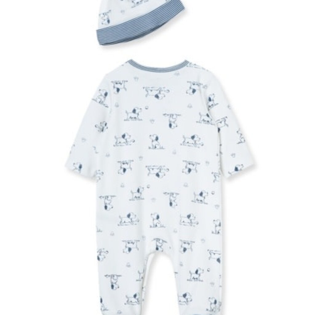 Little Me puppy toile footie/hat