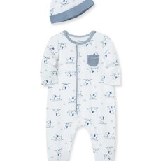 Little Me puppy toile footie/hat