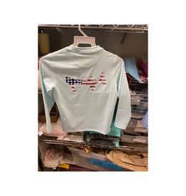 COASTAL COTTON CLOTHING Youth Ice Blue Flag Performance LS Tee
