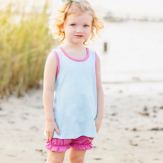 JELLY BEAN Abby Bow Back Bloomer Set-Aqua Stripe & Fuchsia