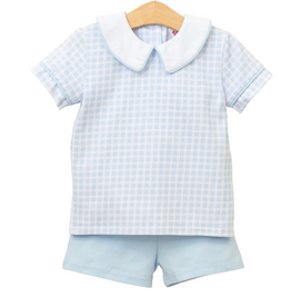 JELLY BEAN Powder Blue Plaid Short Set
