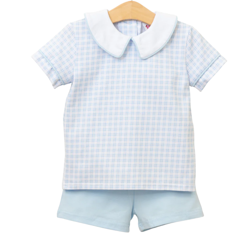 JELLY BEAN Powder Blue Plaid Short Set