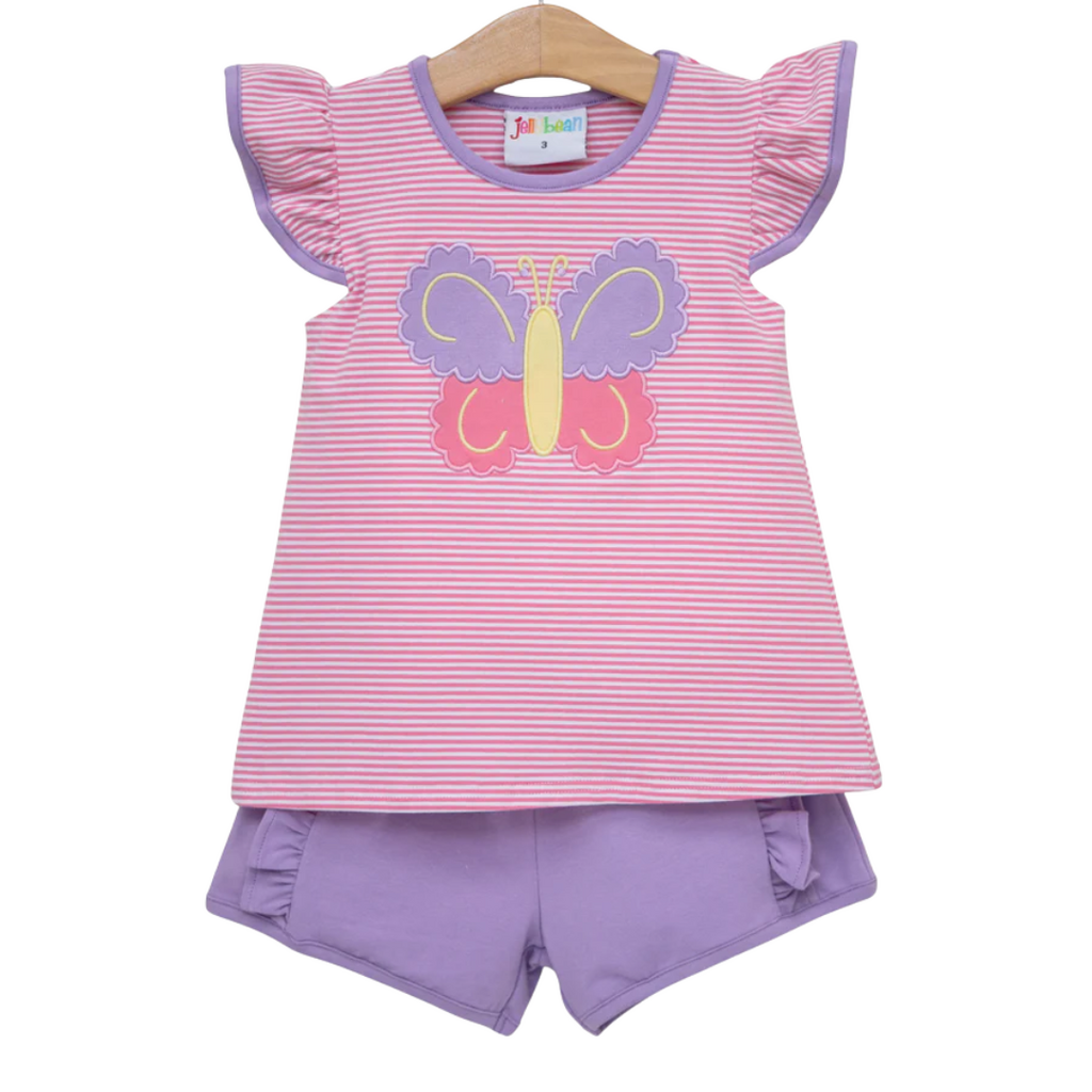 JELLY BEAN Butterfly Kisses Ruffle Short Set