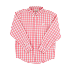 THE BEAUFORT BONNET COMPANY DEAN'S LIST DRESS SHIRT Parrot Cay Coral Check/Worth Ave White