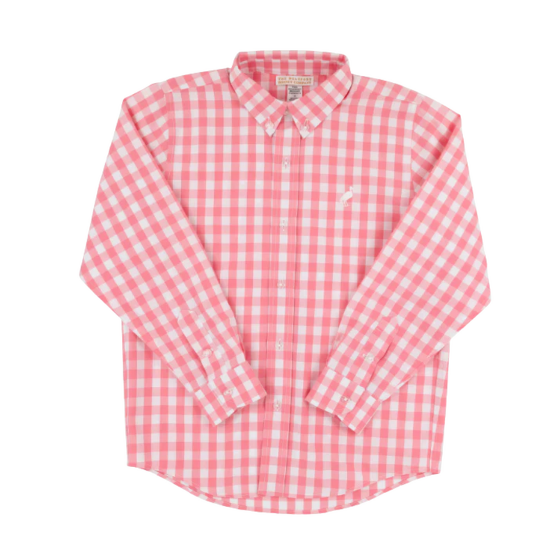 THE BEAUFORT BONNET COMPANY DEAN'S LIST DRESS SHIRT Parrot Cay Coral Check/Worth Ave White