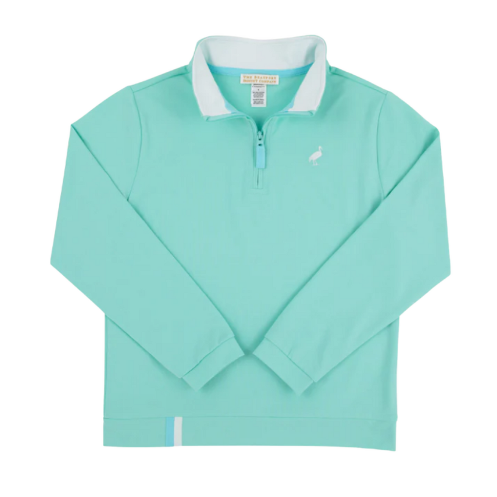 THE BEAUFORT BONNET COMPANY PREPLETICA HAYWORD HALF ZIP Turks Teal/Worth Ave White