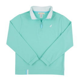THE BEAUFORT BONNET COMPANY PREPLETICA HAYWORD HALF ZIP Turks Teal/Worth Ave White