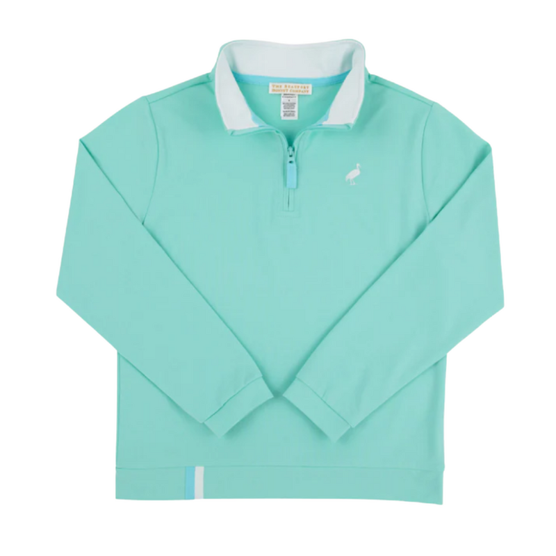 THE BEAUFORT BONNET COMPANY PREPLETICA HAYWORD HALF ZIP Turks Teal/Worth Ave White