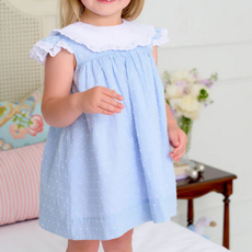 THE BEAUFORT BONNET COMPANY FRANNY FROCK-DALLAS DOT Sarasota Sky/Worth Ave White