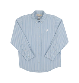 THE BEAUFORT BONNET COMPANY DEANS LIST DRESS SHIRT-OXFORD Barrington Blue Stripe/Worth White