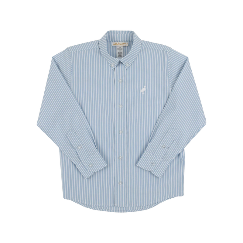 THE BEAUFORT BONNET COMPANY DEANS LIST DRESS SHIRT-OXFORD Barrington Blue Stripe/Worth White
