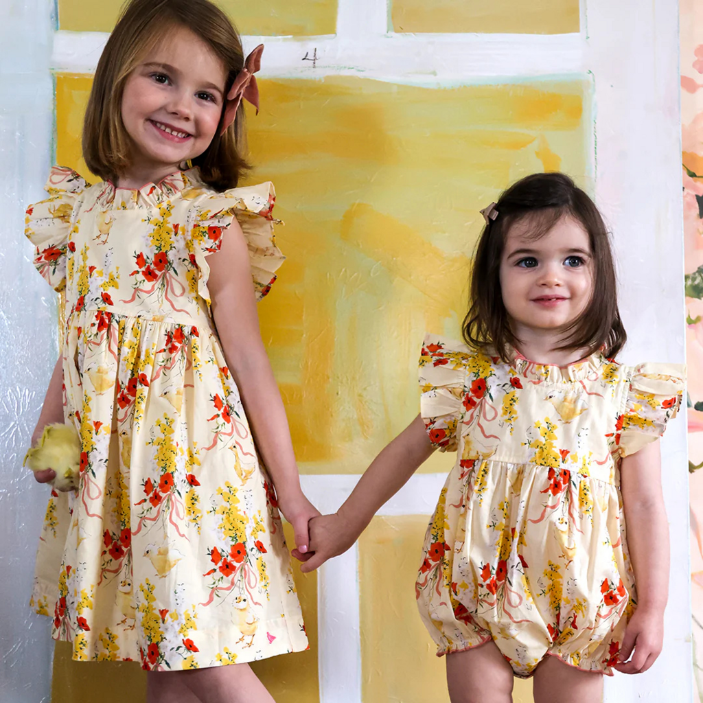 PINK CHICKEN baby girl jennifer bubble - yellow chicks