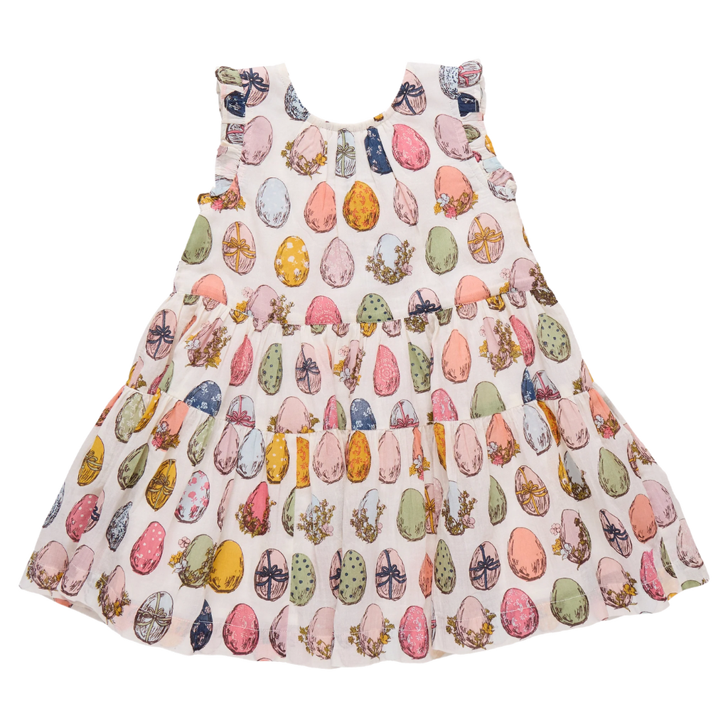 PINK CHICKEN Girls Eloise Ruffle Dress - Multi Eggs