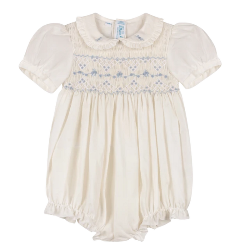 FELTMAN BROTHERS GIRLS HERITAGE BLEU ROMPER-IVORY