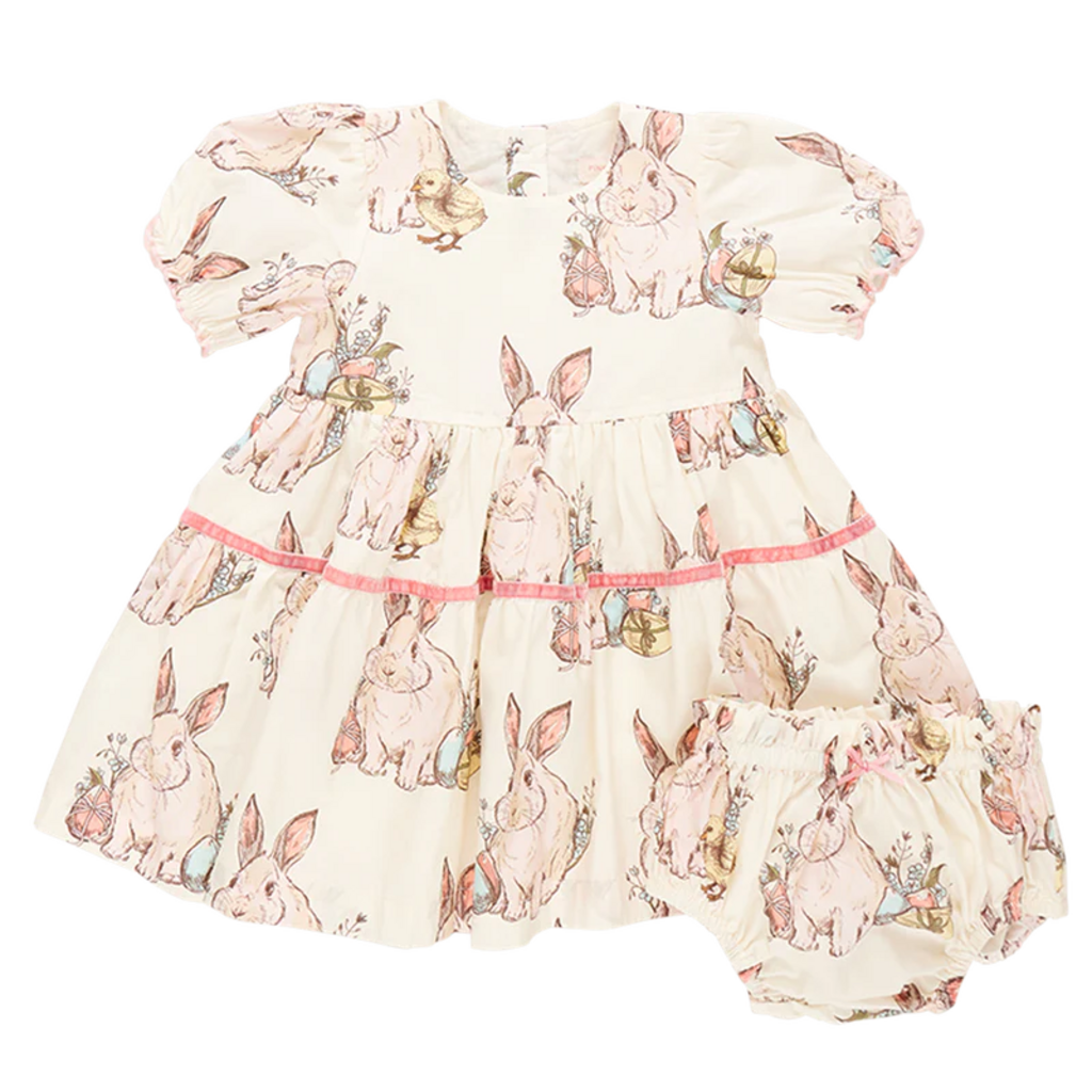 PINK CHICKEN BABY GIRLS MARIBELLE DRESS SET-BUNNY FRIENDS