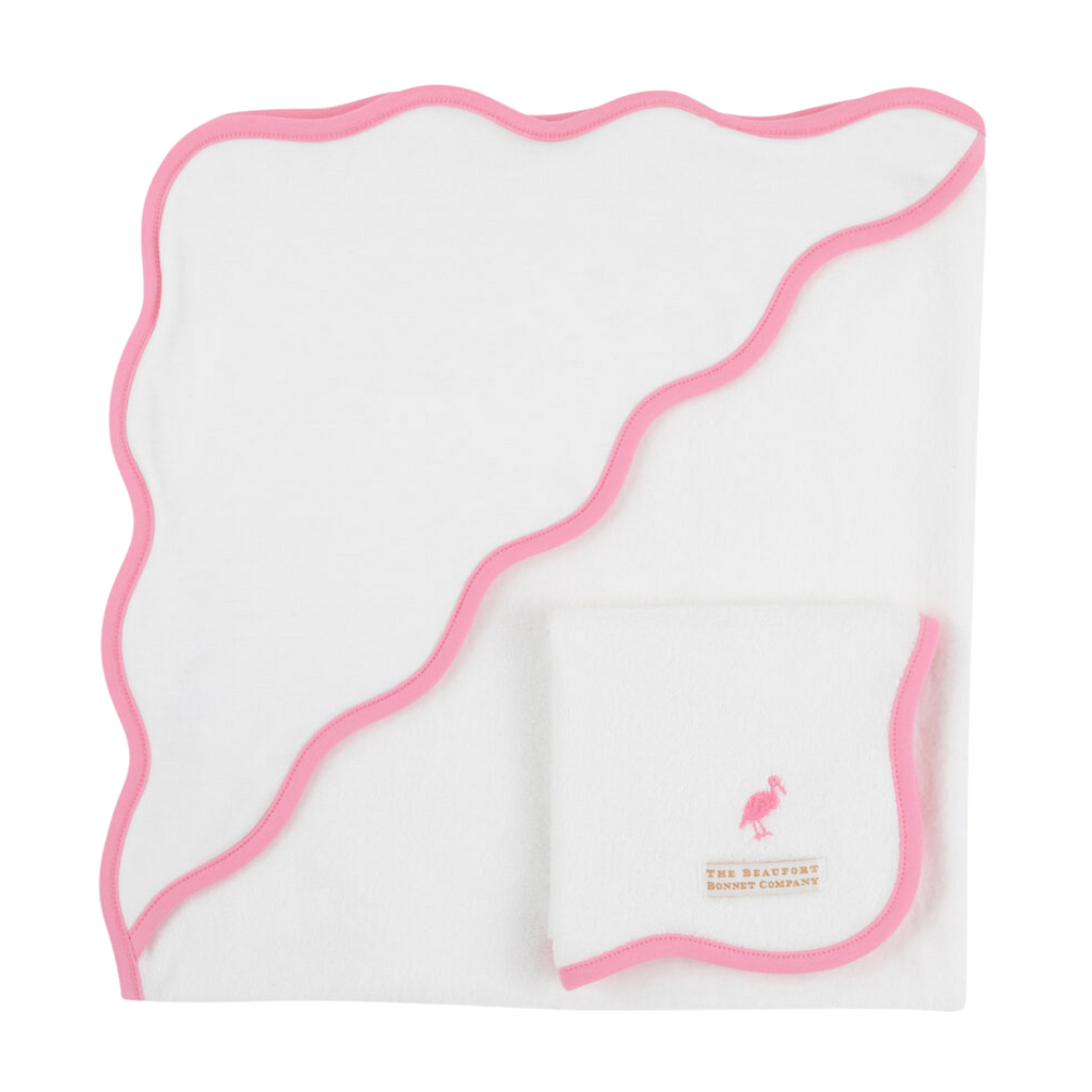 THE BEAUFORT BONNET COMPANY THE RUB-A-DUB GIFT SET-INFANT- Ave White/Hamptons Hot Pink
