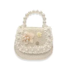 DOE A DEAR FLORAL DECOR TWEED PURSE - CREAM