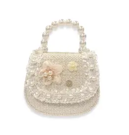 DOE A DEAR FLORAL DECOR TWEED PURSE - CREAM