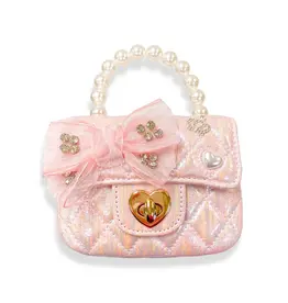 DOE A DEAR QUILTED PURSE W/BOW - PINK