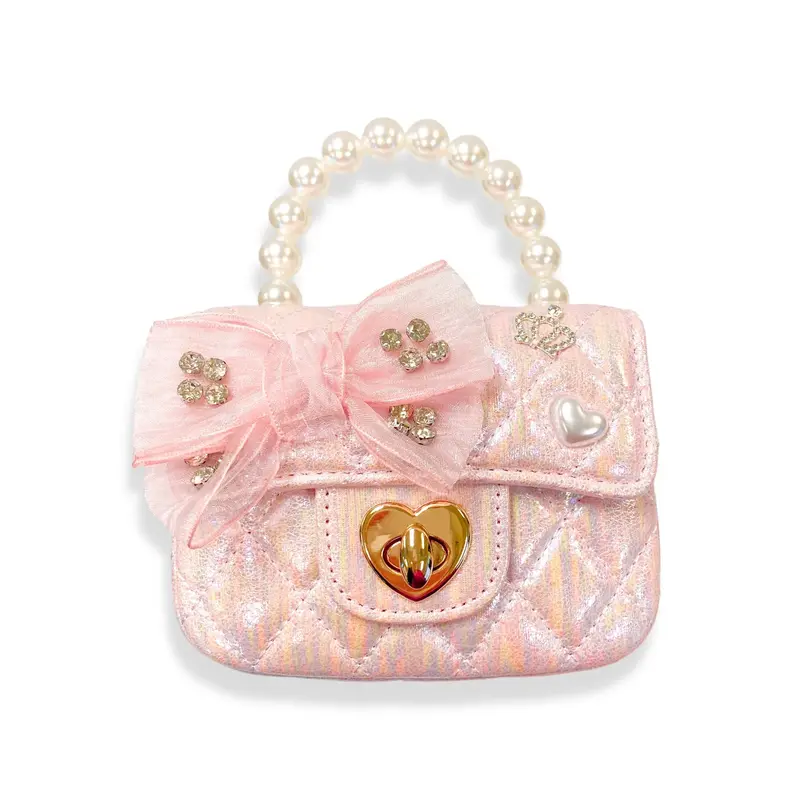 DOE A DEAR QUILTED PURSE W/BOW - PINK