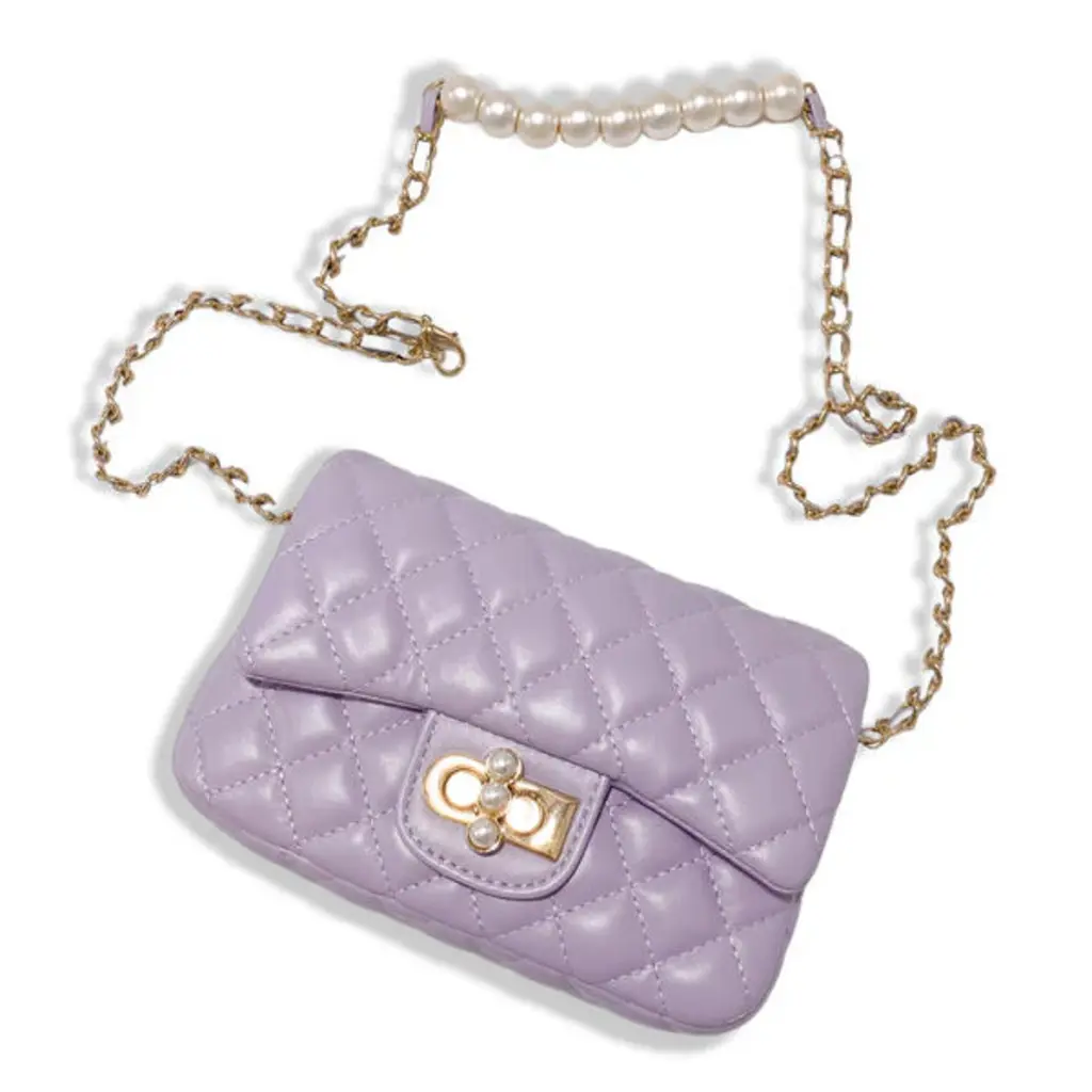 DOE A DEAR QUILTED PURSE W/CROWN - PURPLE