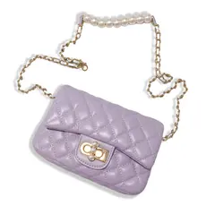 DOE A DEAR QUILTED PURSE W/CROWN - PURPLE