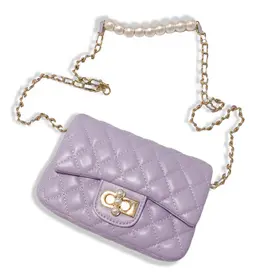 DOE A DEAR QUILTED PURSE W/CROWN - PURPLE