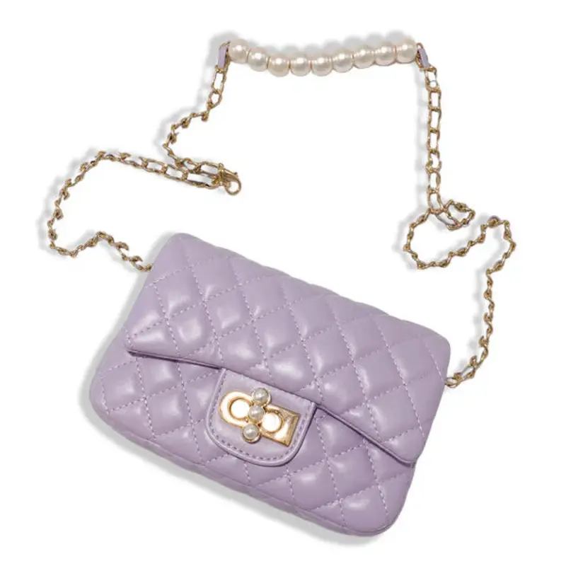 DOE A DEAR QUILTED PURSE W/CROWN - PURPLE