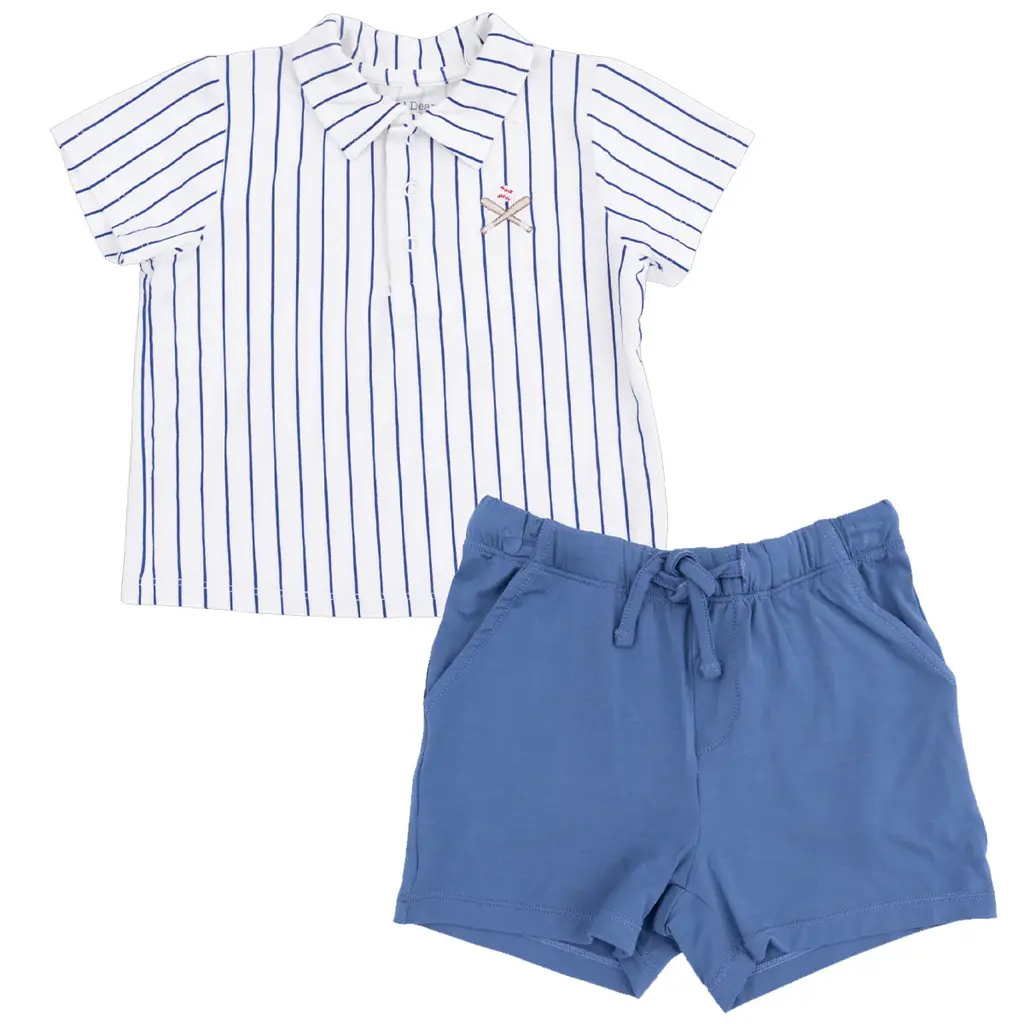 ANGEL DEAR Polo with Everyday Short - Baseball Stripe
