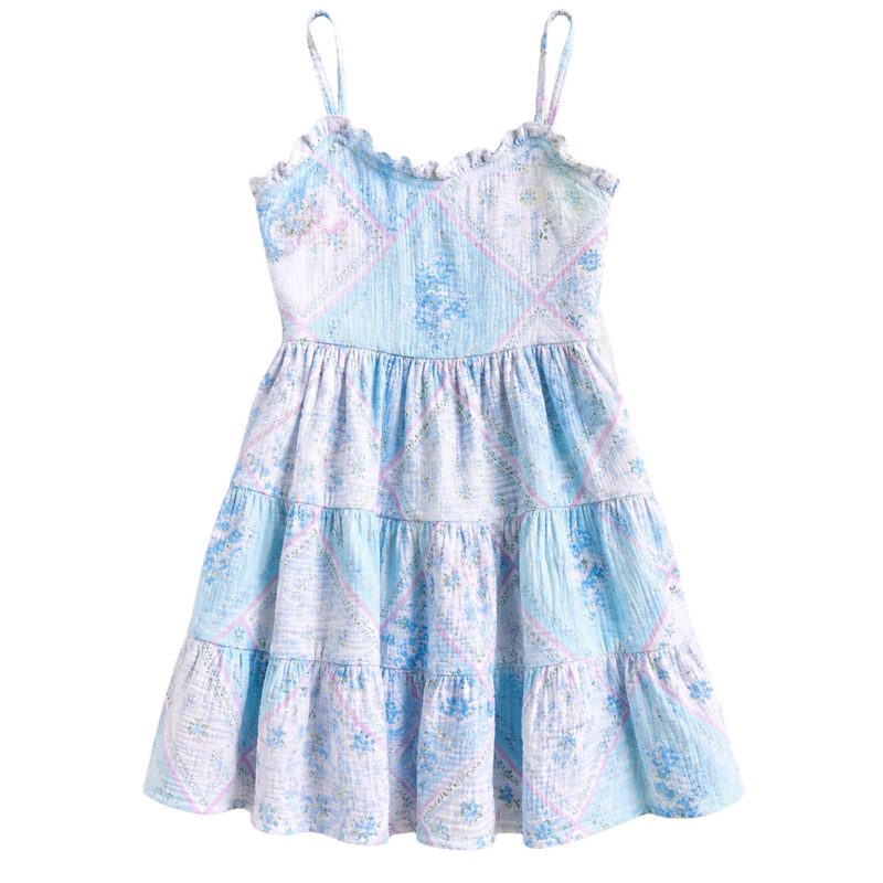 FLOWERS BY ZOE Floral Handkerchief Dress Blue