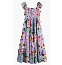 AVA & YELLY GIRL'S FLORAL MAXI DRESS-PURPLE