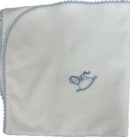 BABY CLUB CHIC tiny rocking horse receiv.blanket w/crochet trim