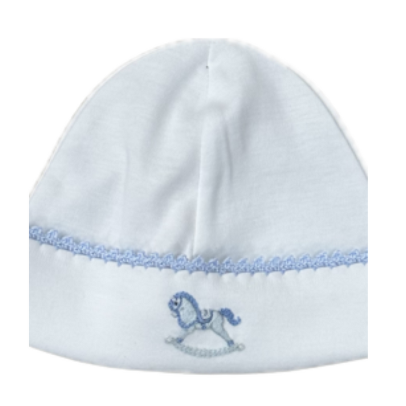 BABY CLUB CHIC tiny rocking horse round hat w/crochet trim