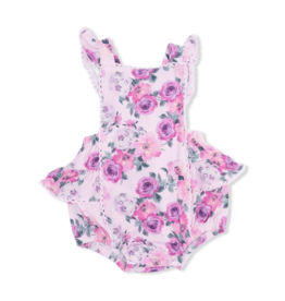ANGEL DEAR Ric Rac Ruffle Sunsuit - Rose Abundance