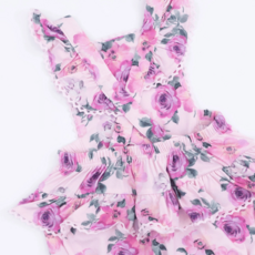 ANGEL DEAR Ric Rac Ruffle Sunsuit - Rose Abundance