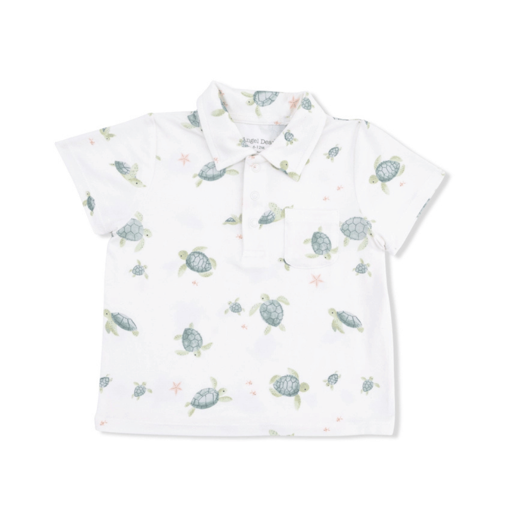 ANGEL DEAR Polo with Casual Short - Sea Turtles