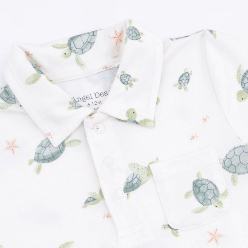 ANGEL DEAR Polo with Casual Short - Sea Turtles