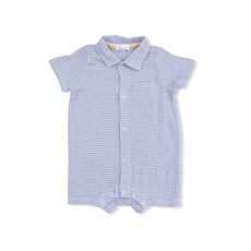 ANGEL DEAR Polo Shortie - Micro Gingham Blue Blizzard