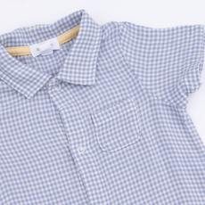 ANGEL DEAR Polo Shortie - Micro Gingham Blue Blizzard