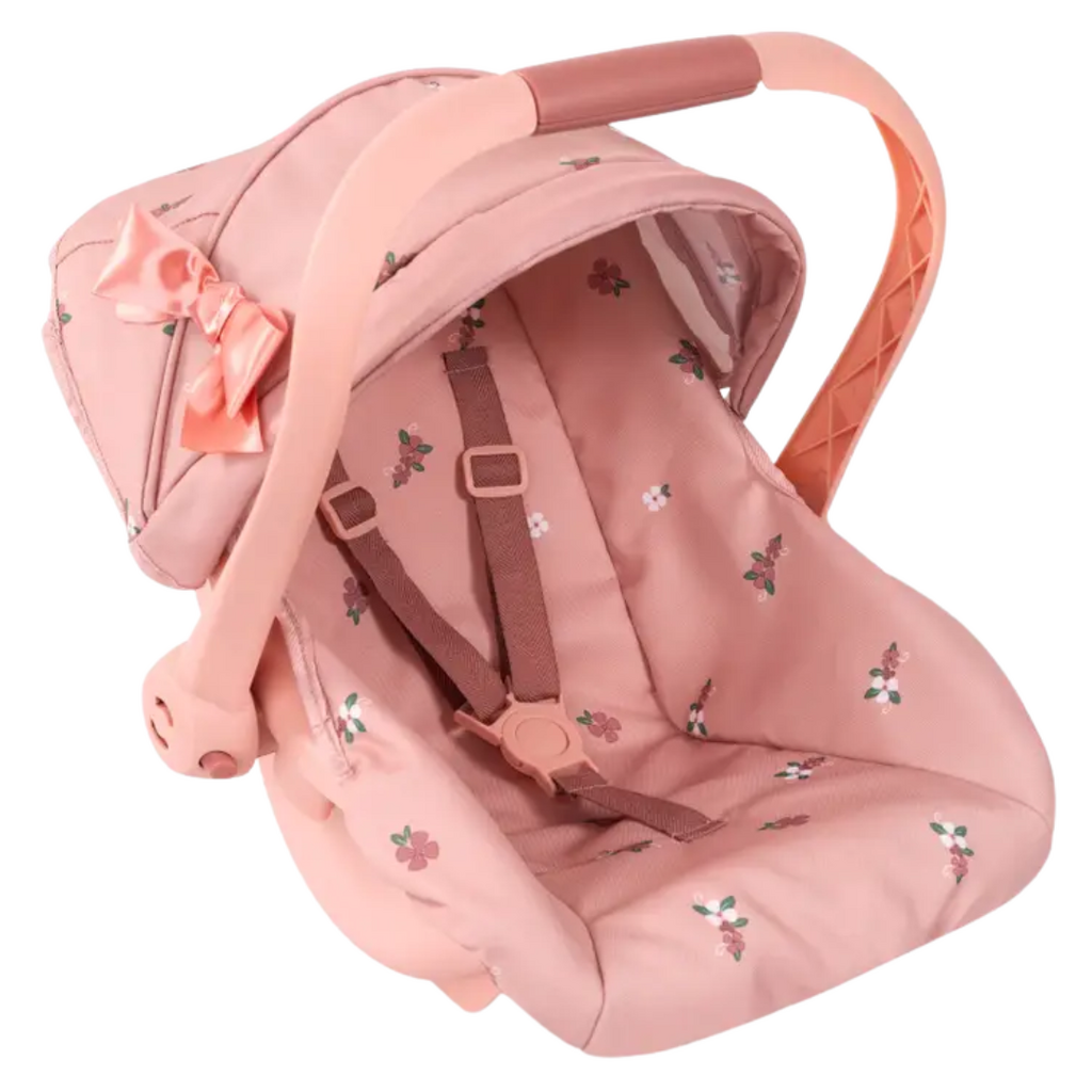 FLAT RIVER GROUP Bayer Design Dolls: Deluxe Car Seat - Coral Pink Floral