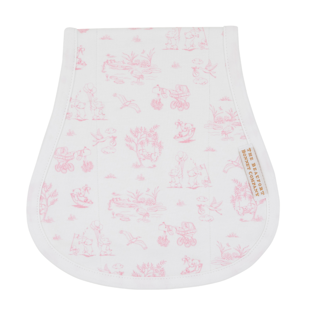 THE BEAUFORT BONNET COMPANY OOPSIE DAISY BURP CLOTH-Hamptons Hot Pink