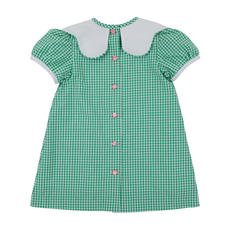 THE BEAUFORT BONNET COMPANY FRENCHY FROCK-Gibson Island Green Mini Gingham/White/Apples & Bows