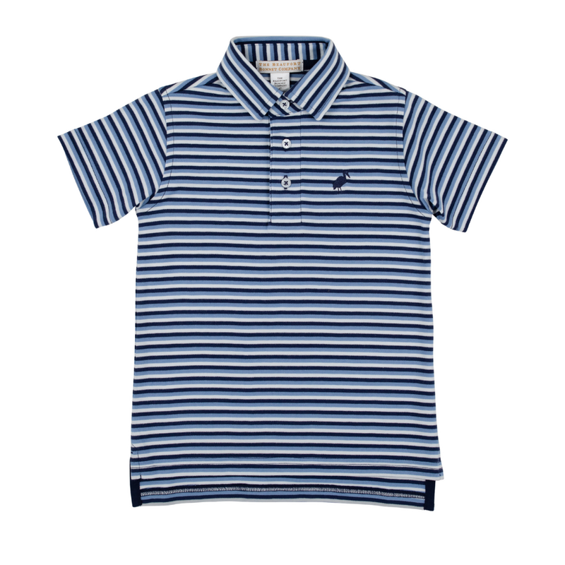 THE BEAUFORT BONNET COMPANY PRIM & PROPER POLO SS-PIMA Sumner County Stripe/Blue/Navy