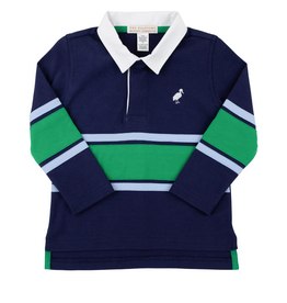 THE BEAUFORT BONNET COMPANY ROLLINS RUGBY SHIRT-Nantucket Navy/Beale St Blue/Kiawah Green