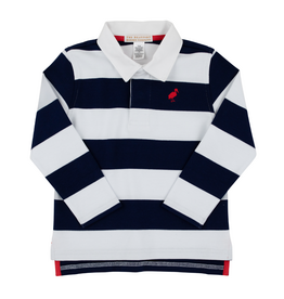 THE BEAUFORT BONNET COMPANY ROLLINS RUGBY SHIRT-Nantucket Navy Stripe/Rich. Red