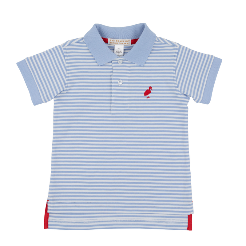 THE BEAUFORT BONNET COMPANY PRIM & PROPER POLO SS-PIMA-Beale St Blue Stripe/Rich. Red