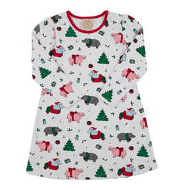 THE BEAUFORT BONNET COMPANY LS PENNY'S PLAY DRESS Hippopotamus/Richmond Red