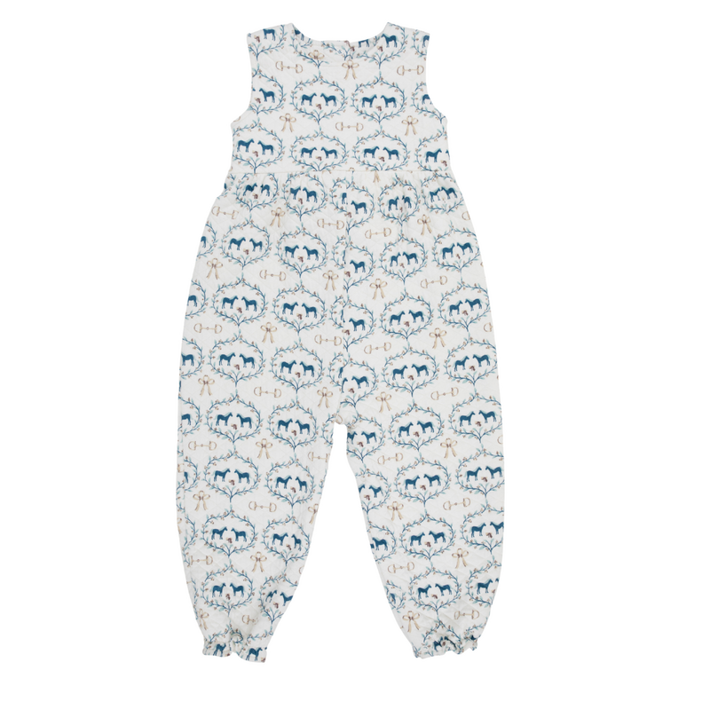 THE BEAUFORT BONNET COMPANY SLEEVELESS REBECCA ROMPER-QUILTED Horse Bits & Bows
