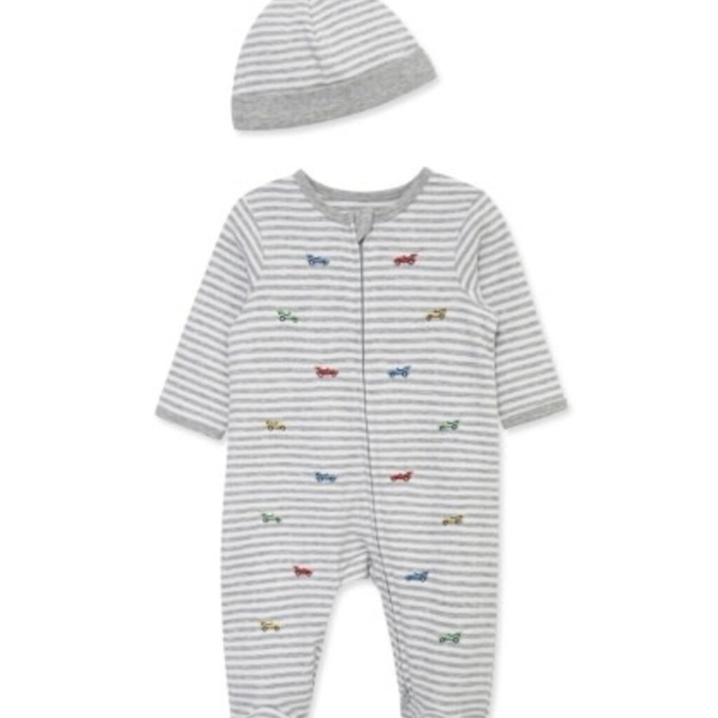 Little Me race cars footie-hat