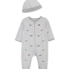 Little Me race cars footie-hat